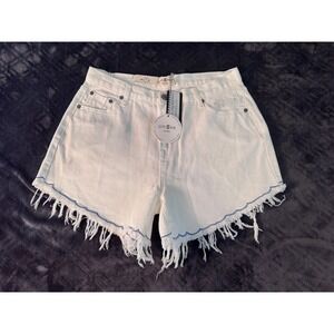 Umgee NWT Denim Shorts Frayed Hem White High Waist Casual Summer Size‎ Small